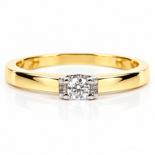 Годежен Пръстен с Диамант със Скрито Сърце 18К Бяло и Жълто Злато Bloom Jewellery
